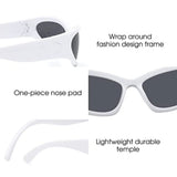 Futuristic Series Y2K Wraparound Sunglasses - White Frame Grey Lens