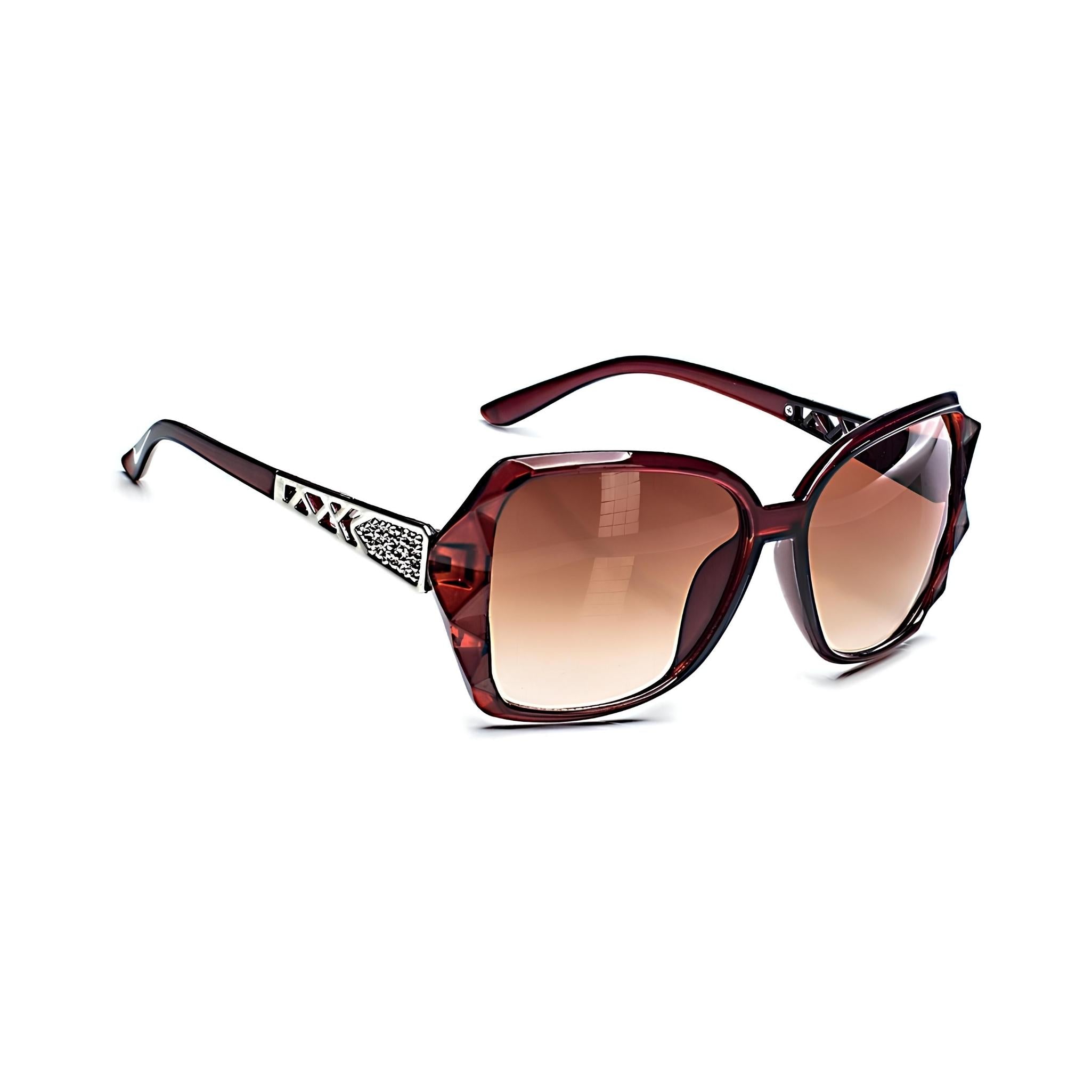 Royal Series Oval Oversized Sunglasses For Women - Brown