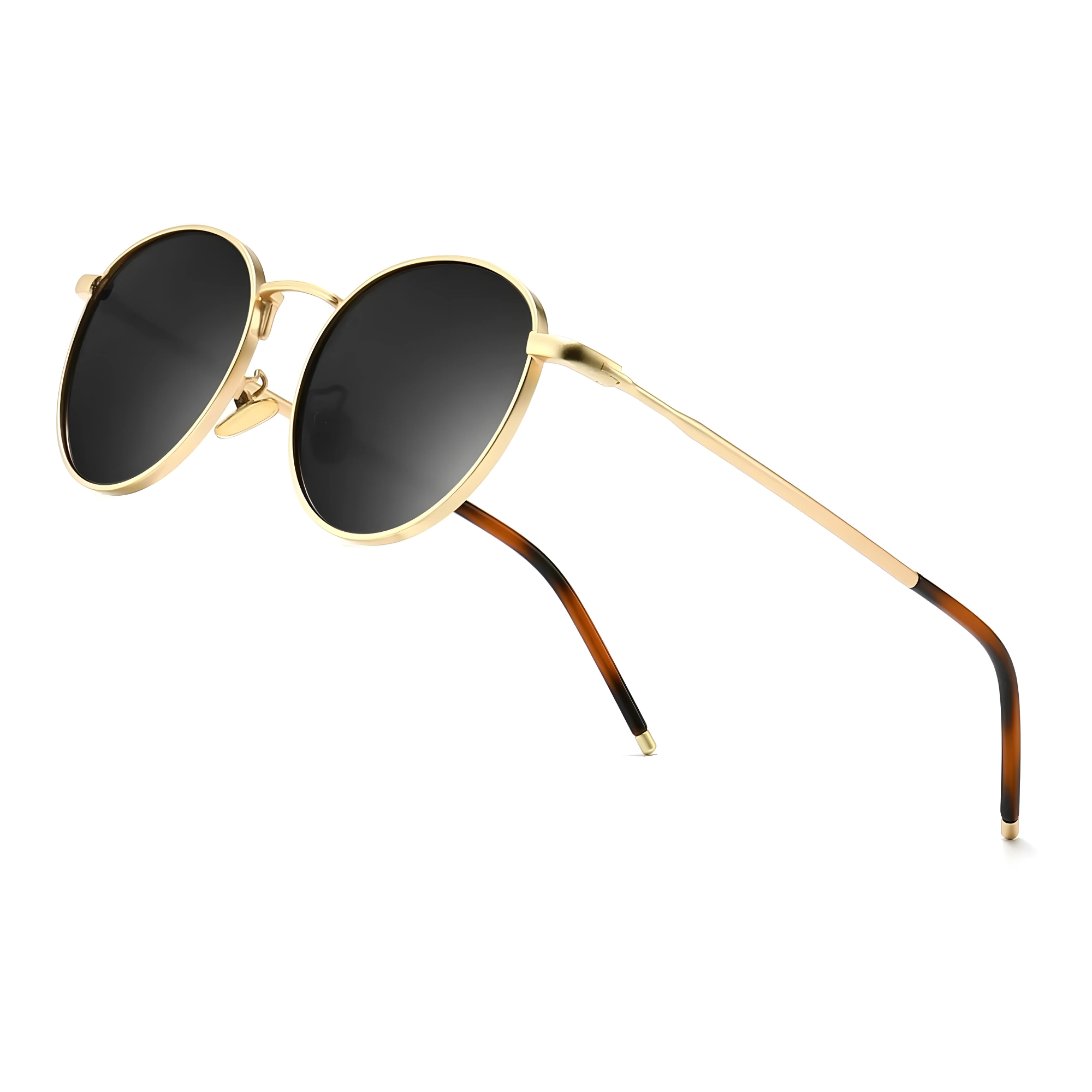 essntl series Vintage Round Sunglasses For Men & Women Gold Black