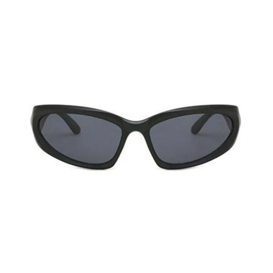 Futuristic Series Y2K Wraparound Sunglasses - Black Frame Grey Lens